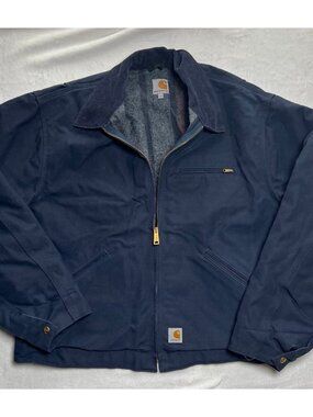 Carhartt J209 DNY Navy Blue Blanket Lined Detroit Jacket Sz 2XL Made In USA